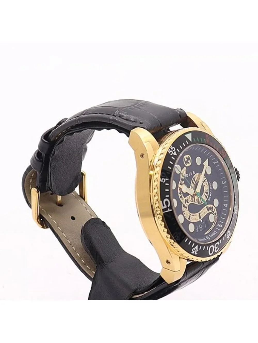 Gucci Dive 136.2 Black Dial Snake Date Watch